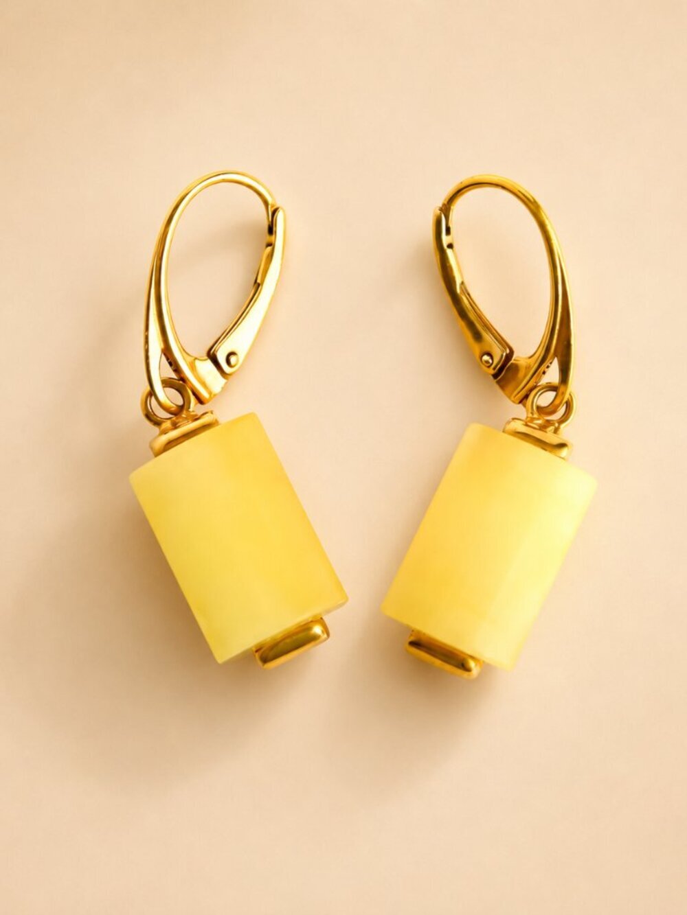 Butterscotch Amber Earrings in Gold Plated Sterling Silver